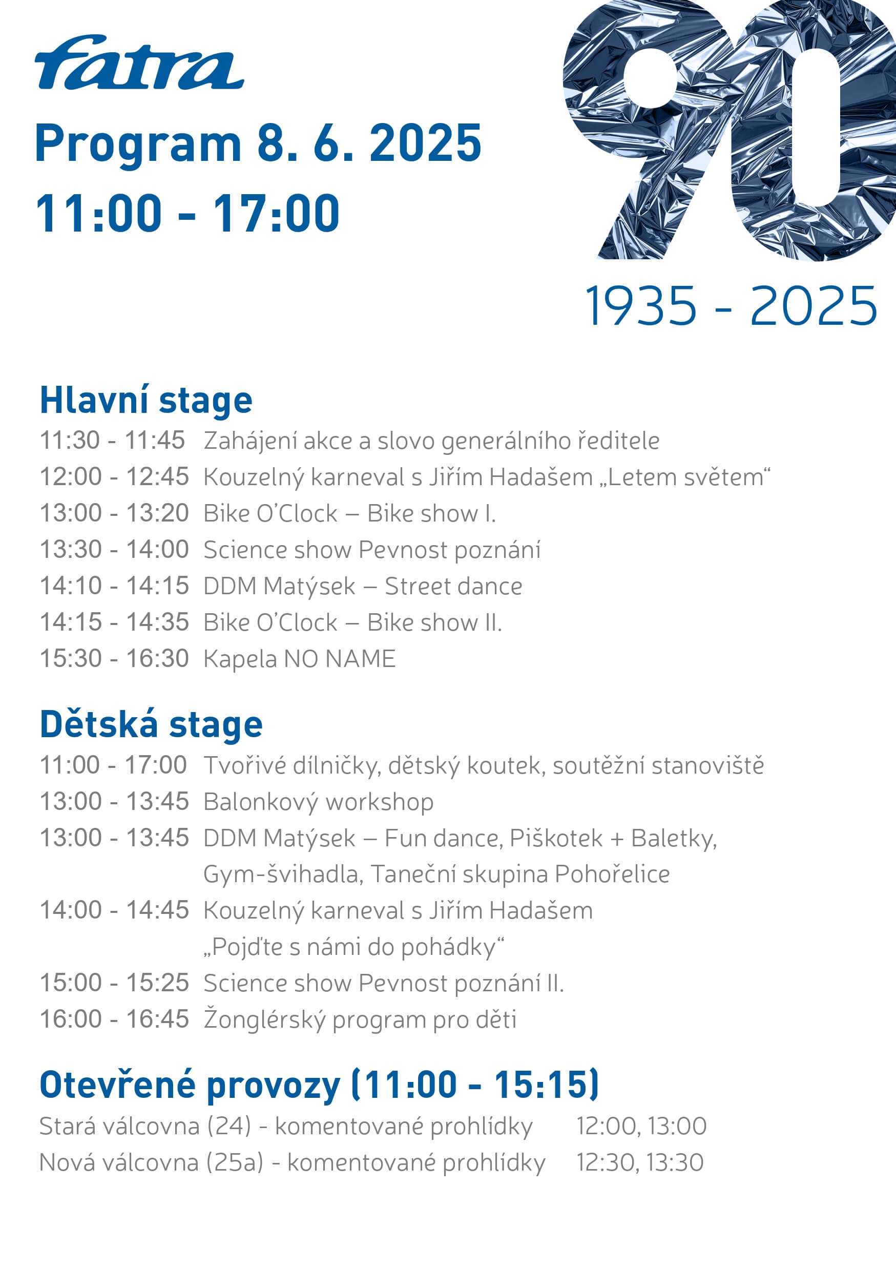 Detailní program akce Fatra 90 let